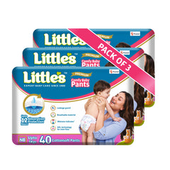 Little's Baby Pants Diapers with Wetness Indicator & 12 Hours Absorption, cottonsoft pants diaper new born pack of 3