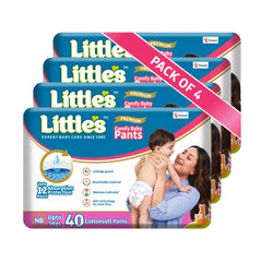 Little's Baby Pants Diapers with Wetness Indicator & 12 Hours Absorption, cottonsoft pants diaper new born pack of 4