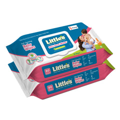 Little's Soft Cleansing Baby Wipes Lid Pack | Contains Aloe Vera & Jojoba Oil -80 Wipes