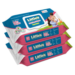 Little's Soft Cleansing Baby Wipes Lid Pack | Contains Aloe Vera & Jojoba Oil -80 Wipes
