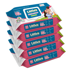 Little's Soft Cleansing Baby Wipes Lid Pack | Contains Aloe Vera & Jojoba Oil -80 Wipes