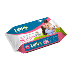 Little's Soft Cleansing Baby Wipes | Contains Aloe Vera & Jojoba Oil -80 wipes
