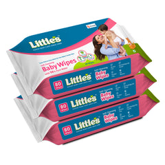 Little's Soft Cleansing Baby Wipes | Contains Aloe Vera & Jojoba Oil -80 wipes