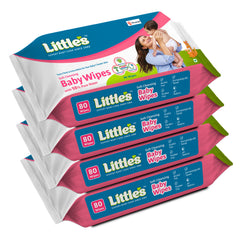 Little's Soft Cleansing Baby Wipes | Contains Aloe Vera & Jojoba Oil -80 wipes