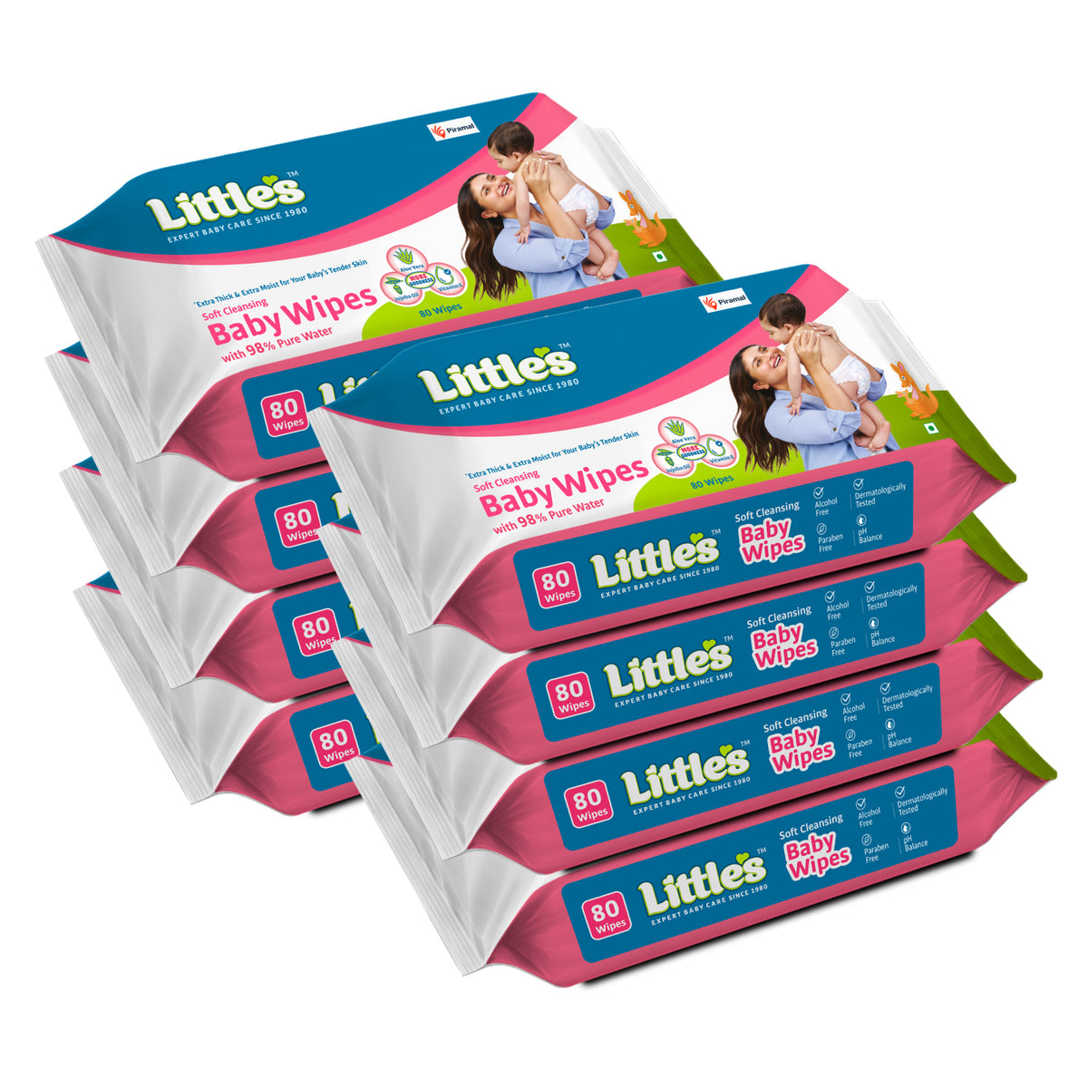 Little's Soft Cleansing Baby Wipes | Contains Aloe Vera & Jojoba Oil -80 wipes