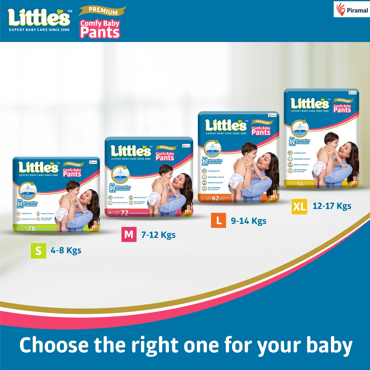Little's Baby Pants Diapers with Wetness Indicator & 12 Hours Absorption, cottonsoft pants diaper