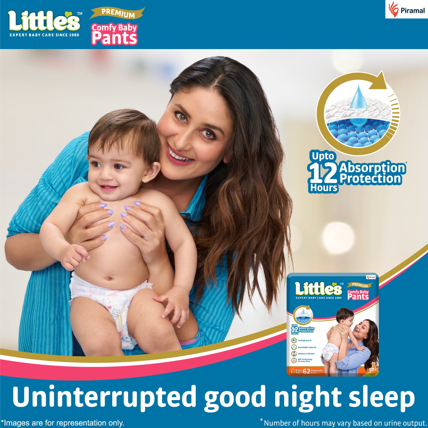  Little's Baby Pants Diapers with Wetness Indicator & 12 Hours Absorption, cottonsoft pants diaper