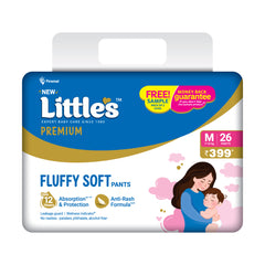 Little's Baby Diaper Pants Style | Pack of 1 | Fluffy Soft Baby Diapers | No Nasties Anti-Rash Formula with Leakage Guard, Wetness Indicator & 12 Hours Absorption