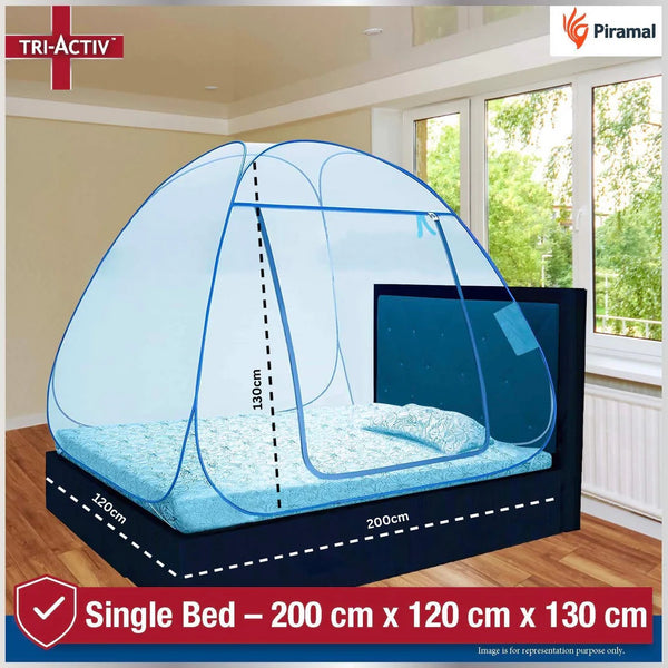 Tri-Activ Mosquito Net for Single Bed I Premium Machardani - Blue