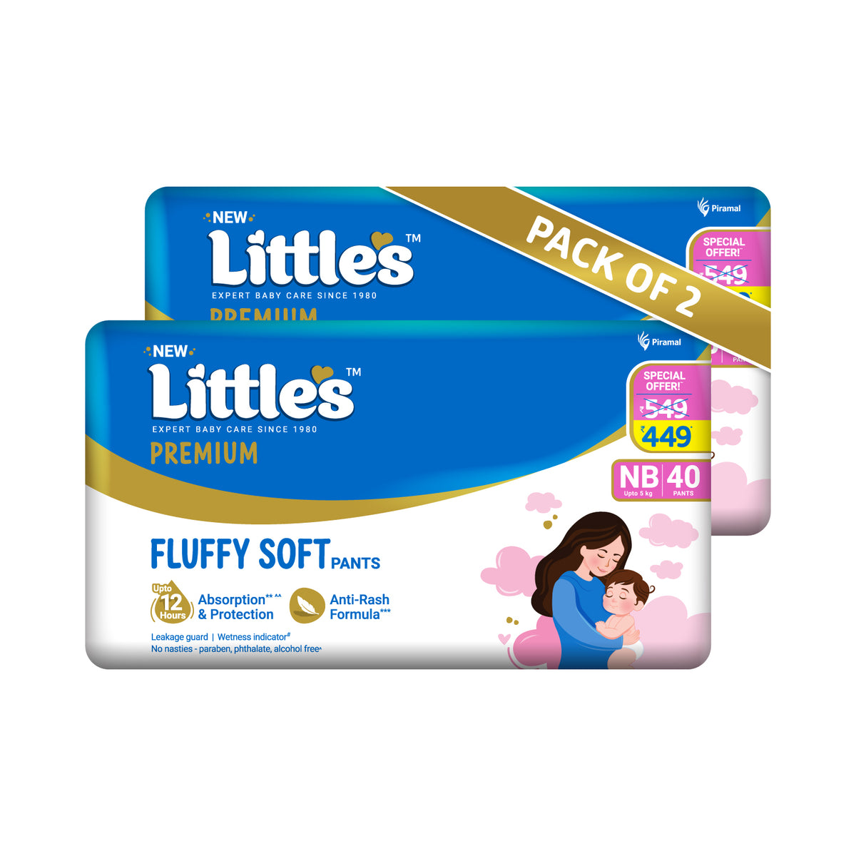 Little's Comfy Baby Diaper Pants - Premium | Baby Diapers with 12 hours Absorption & Wetness Indicators