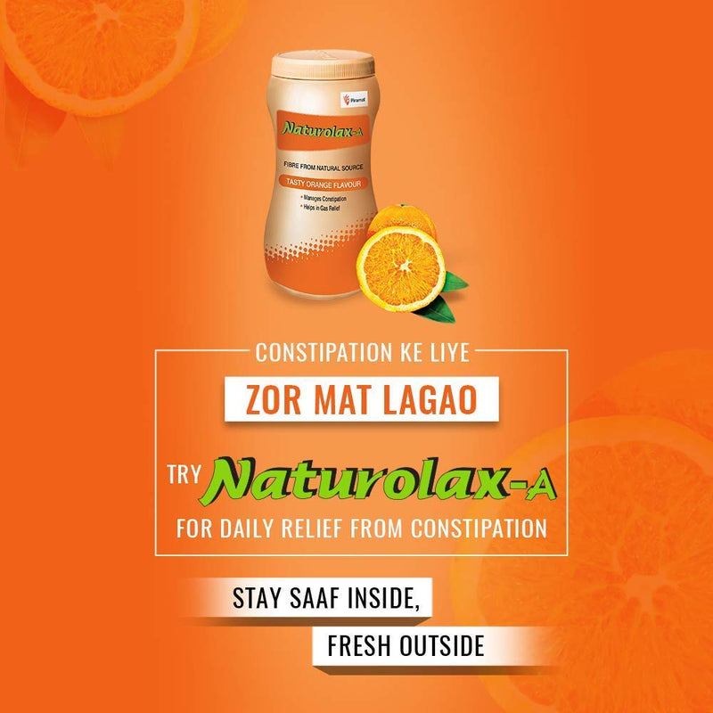 Naturolax-A Isabgol Husk Powder | Effective for Constipation - 300 gm | Orange Flavour