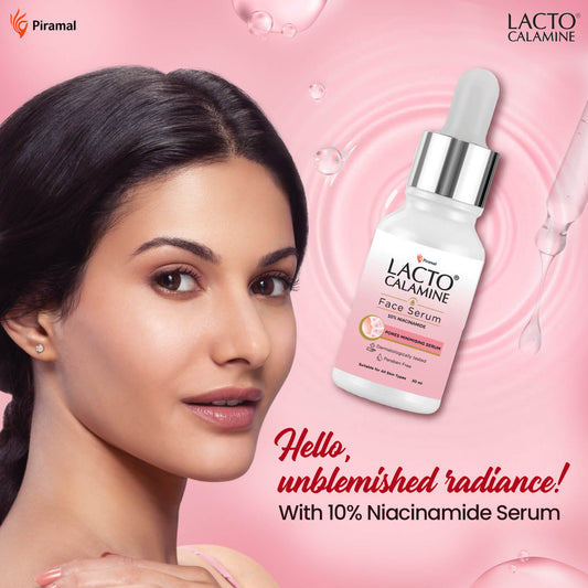 Lacto Calamine 10% Niacinamide Face Serum | 30ml | Pore Minimizing, Acne Marks, Blemishes & Oil Balancing,Reduces Pigmentation | Dermatologically Tested & Fragrance Free | 30ml