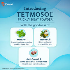 Tetmosol Prickly Heat Powder 150g | 2 minutes Instant Action Formula (Cooling & Germ Kill) | Menthol Cool Powder for Summer | Anti-Fungal & Anti-Bacterial Powder