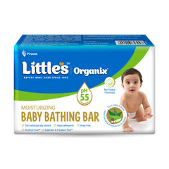 Little's Organix Moisturizing Baby Bathing Bar | Skin Balanced pH 5.5 | 75g | 100% Soap Free & Tear Free Newborn Baby Soap | Shea Butter, Aloe & Neem | Hypoallergenic & Dermatologically Tested