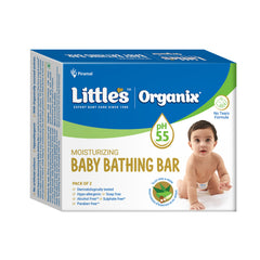 Little's Organix Moisturizing Baby Bathing Bar | Skin Balanced pH 5.5 | 75g | 100% Soap Free & Tear Free Newborn Baby Soap | Shea Butter, Aloe & Neem | Hypoallergenic & Dermatologically Tested