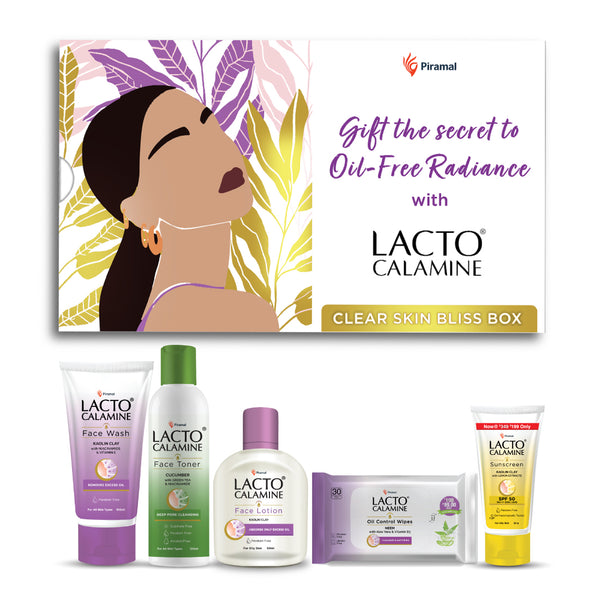 Lacto Calamine Premium Skincare Kit | Facewash, Sunscreen, Face Lotion, Toner, Facial wipes | For Oil Free Radiance | Set of 5 signature products | Gift box