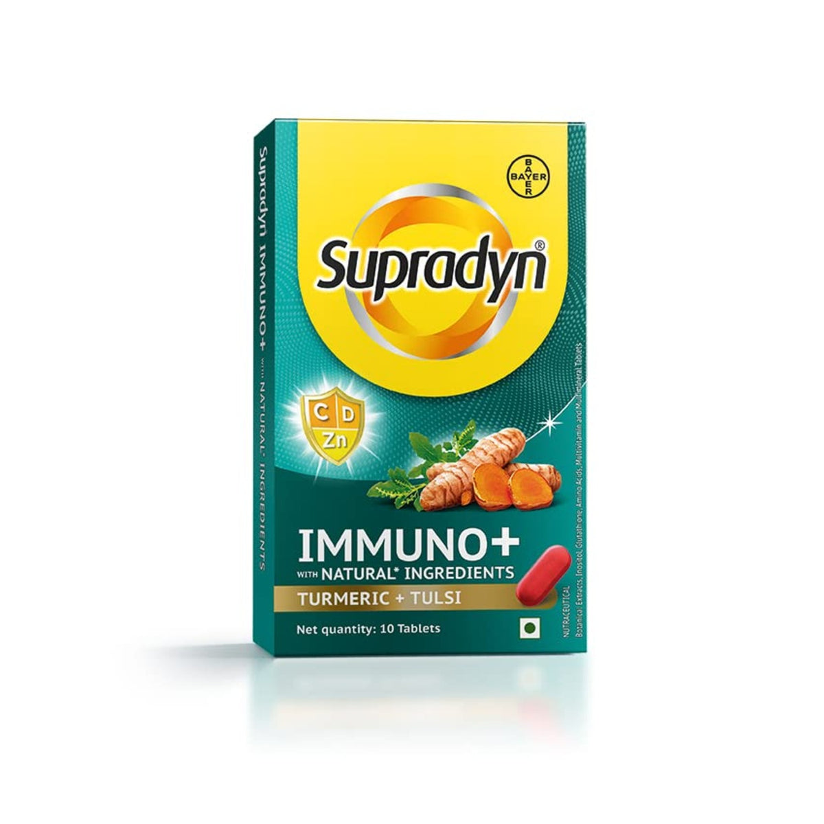 Supradyn Immuno+ Multivitamin with Turmeric & Tulsi | Tablet for Energy & Immunity-  10 Tablets