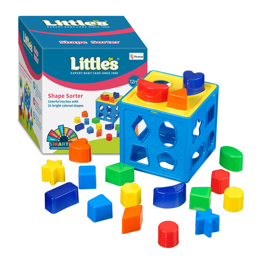Little’s Shape Sorter Cube with 24 Multicolor Shapes (BIS approved) l Shape sorter toy for kids | Kids toys | Toddler activity toys | Helps develop motor reasoning skills