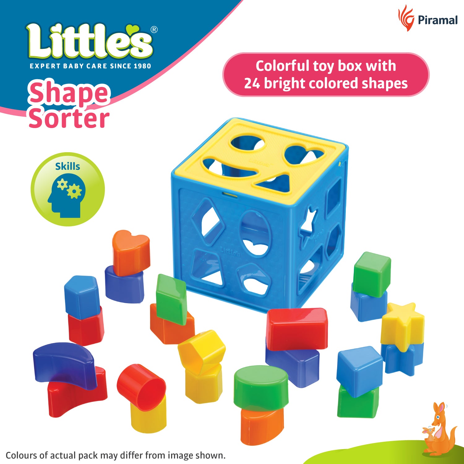 Little’s Shape Sorter Cube with 24 Multicolor Shapes (BIS approved) l Shape sorter toy for kids Kids toys Toddler activity toys Helps develop