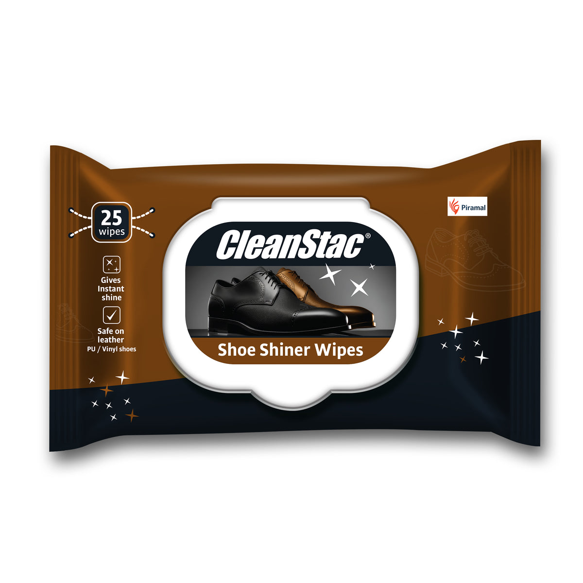 Shoe Shiner Wipes for Formal Shoes 25 Wipes - CleanStac