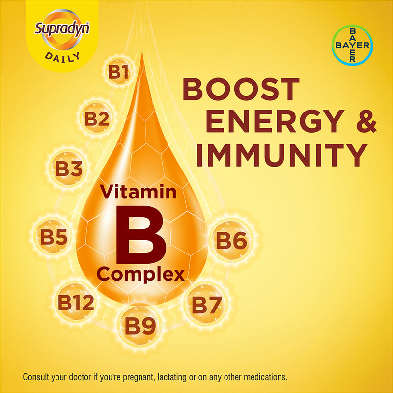 Supradyn Daily Multivitamin Tablet for Men & Women with Vitamin D, Vitamin B12, Vitamin C, Vitamin E, Vitamin A, Zinc, Magnesium for Daily Energy & Immunity, 60 multivitamin tablet