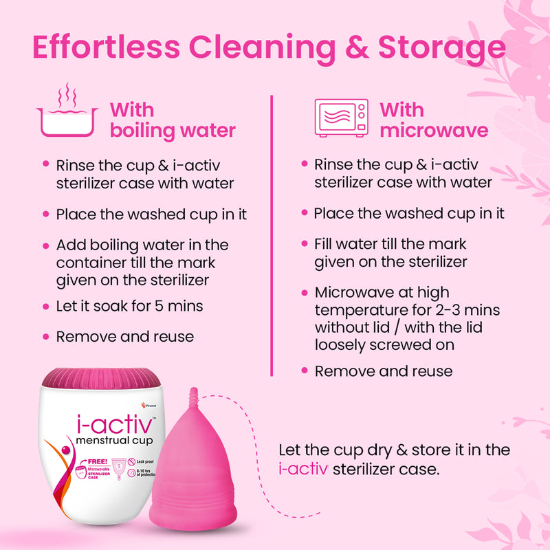 i-activ Menstrual Cup for Women | Rash-Free, Leak-Free & Ultra soft Cup with Pouch