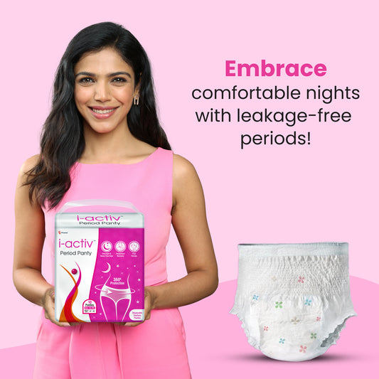 i activ Period Panty for Girls & Women | XL-XXL| 10's Pack | Disposable Period Panties for Women for Heavy Flow Periods | Maternity Pads after Delivery | 360 Degree Protection| Waist Size - 33" to 58"