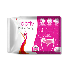 i-activ Period Panty for Women | M-L | Disposable Period Panties for Women Leak Proof | Maternity Pads for Heavy Flow Periods | Overnight 360 Degree Protection | Waist Size-24 to 39"