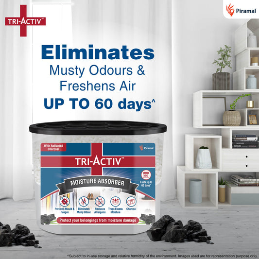 Tri-Activ Moisture Absorbers | Dehumidifier For Wardrobe, Closet, Shoe Rack | Absorption Capacity upto 600ml Each I Prevent Mould & Fungus, Allergens & Eliminate Odour