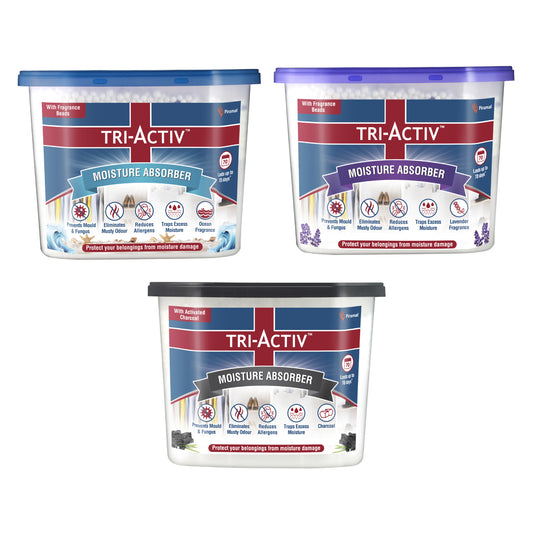 Tri-Activ Moisture Absorbers | Dehumidifier For Wardrobe, Closet, Shoe Rack | Absorption Capacity upto 600ml Each I Prevent Mould & Fungus, Allergens & Eliminate Odour