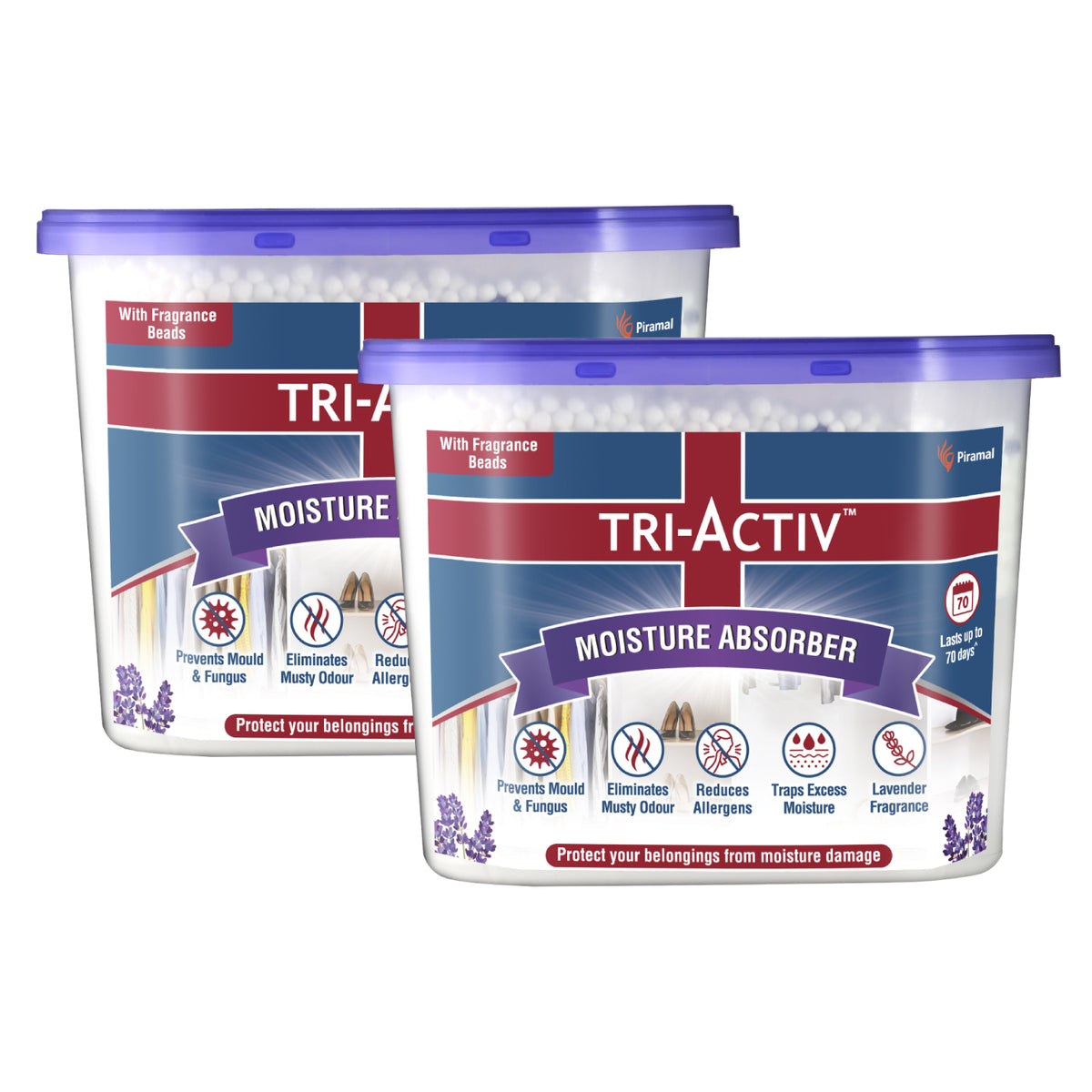 Tri-Activ Moisture Absorbers | Dehumidifier For Wardrobe, Closet, Shoe Rack | Absorption Capacity upto 600ml Each I Prevent Mould & Fungus, Allergens & Eliminate Odour