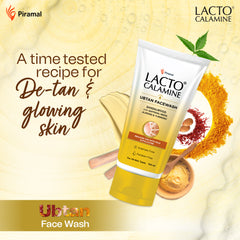 Lacto Calamine Ubtan Facewash with Sandalwood, Saffron, Neem, Almond & Turmeric |Reduces tan with mild exfoliation | Sulphate, Paraben Free| Suitable for all skin types | 100 ml