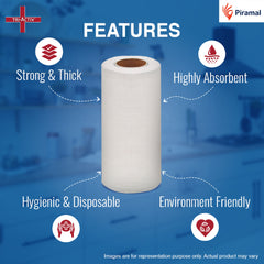 Tri-Activ Non-Woven Reusable Kitchen Towel Roll I Highly Absorbent I Non-Woven Fabric I Free from OBA I White I 80 Pulls per Roll,