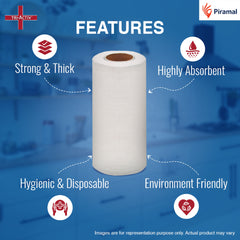 Tri-Activ Non-Woven Reusable Kitchen Towel Roll I 80 Pulls per Roll I Highly Absorbent Kitchen Tissue Roll I Non-Woven Fabric I Free from OBA I White