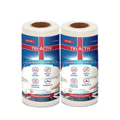 Tri-Activ Non-Woven Reusable Kitchen Towel Roll I Highly Absorbent I Non-Woven Fabric I Free from OBA I White I 80 Pulls per Roll,