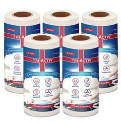 Tri-Activ Non-Woven Reusable Kitchen Towel Roll I Highly Absorbent I Non-Woven Fabric I Free from OBA I White I 80 Pulls per Roll,