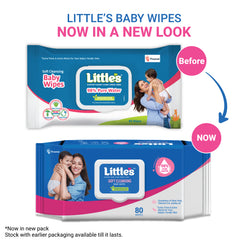 Little's Soft Cleansing Baby Wipes Lid Pack | Contains Aloe Vera & Jojoba Oil -80 Wipes