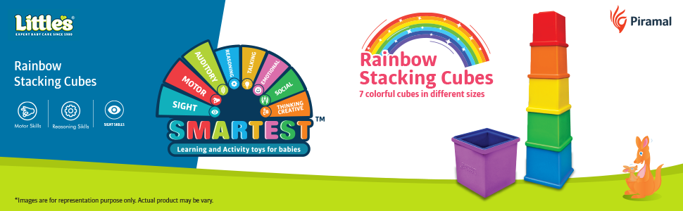 Little's Rainbow Stacking Cubes Activity Toy Multicolor Infant & Preschool  Toys