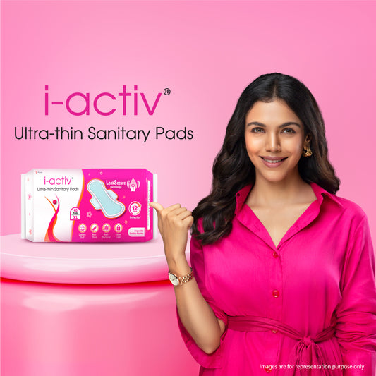 I activ Ultra Thin Sanitary Pads for Women | Anti-Rash Anti-Bacterial Cottony Soft Sanitary Napkins | No Nasties | Upto 12 Hours Heavy Flow Leak Protection | Soft Hydrophobic Wings