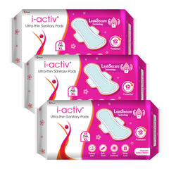 I activ Ultra Thin Sanitary Pads for Women XXL | Anti-Rash Anti-Bacterial Cottony Soft Sanitary Napkins | No Nasties | Upto 12 Hours Heavy Flow Leak Protection | Soft Hydrophobic Wings