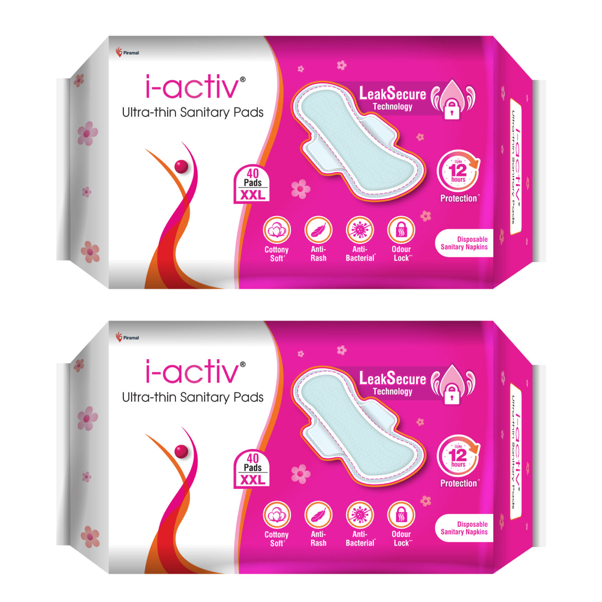 I activ Ultra Thin Sanitary Pads for Women | Anti-Rash Anti-Bacterial Cottony Soft Sanitary Napkins | No Nasties | Upto 12 Hours Heavy Flow Leak Protection | Soft Hydrophobic Wings