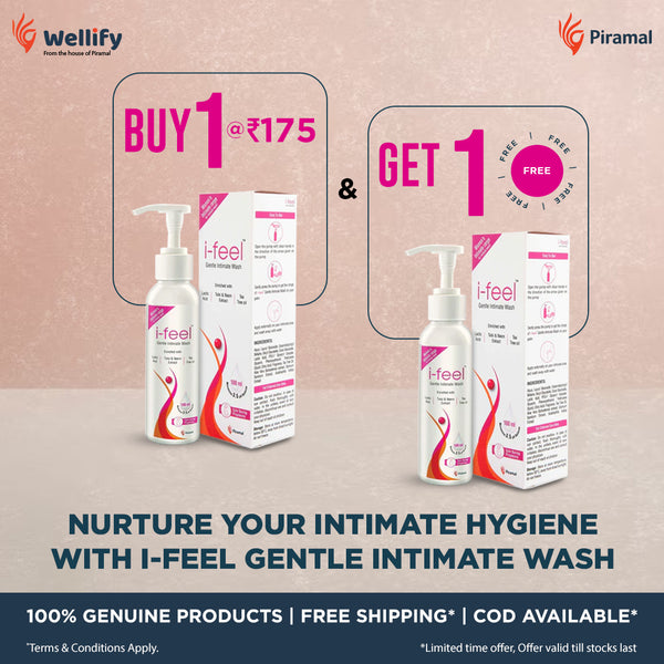 i-feel Gentle Intimate Wash | Contains Tea-Tree Oil, Neem, Tulsi & Aloevera Extracts, 100ml Buy 1 Get 1 Free