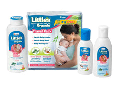 Little's Organix Travel Pack (Organix Gentle Baby Wash -25ml + Organix Gentle Baby Powder -20g + Organix Baby Massage Oil - 25ml)