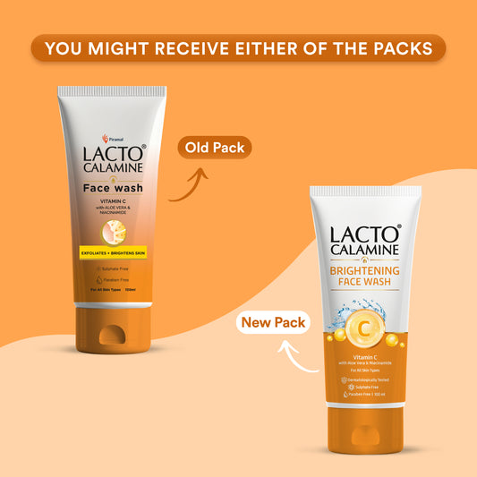 Lacto Calamine Vitamin C face wash with Aloe Vera & Niacinamide for bright and glowing skin | Exfoliates skin, reduces pigmentation, No parabens, no sulphates – (100 ml ), Orange