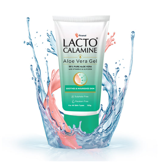 Lacto Calamine Aloe Vera Gel For Face | Moisturizer For Face With 99% Pure Natural AloeVera, Vitamin E & Glycerin For Hydrating Skin, Body & Hair | No Parabens & Sulphates