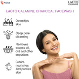 Lacto Calamine Activated Charcoal Face Wash| Contains Aloe Vera & Tea Tree Extract-100ml