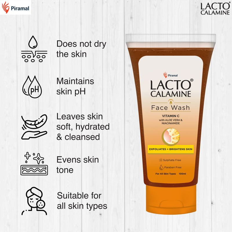 Lacto Calamine Vitamin-C Face Wash | Contains Aloe Vera & Niacinamide