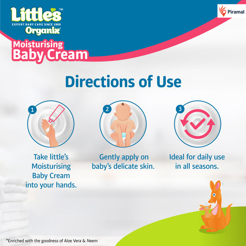 Little's Organix Moisturising Baby Cream (200 g  - Tube) with Organic Ingredients (Aloe Vera and Neem extract)
