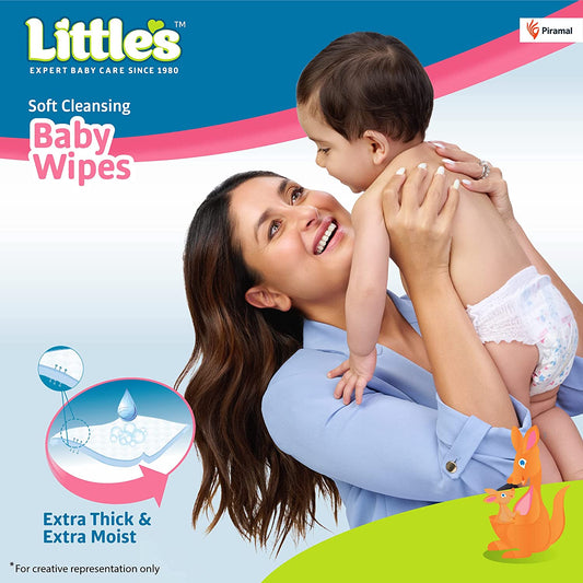 Little's Soft Cleansing Baby Wipes | With Aloe Vera, Jojoba Oil and Vitamin E (30 Wipes) Pack of 5