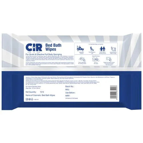 CIR Soft Body Cleansing Wet Bed Bath Wipes for Adults | Body Sponging |10 Wipes